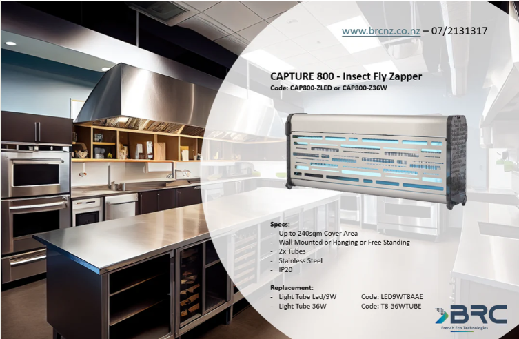 Capture 800 - UV-A Zapper Insect Light - Stainless Steel