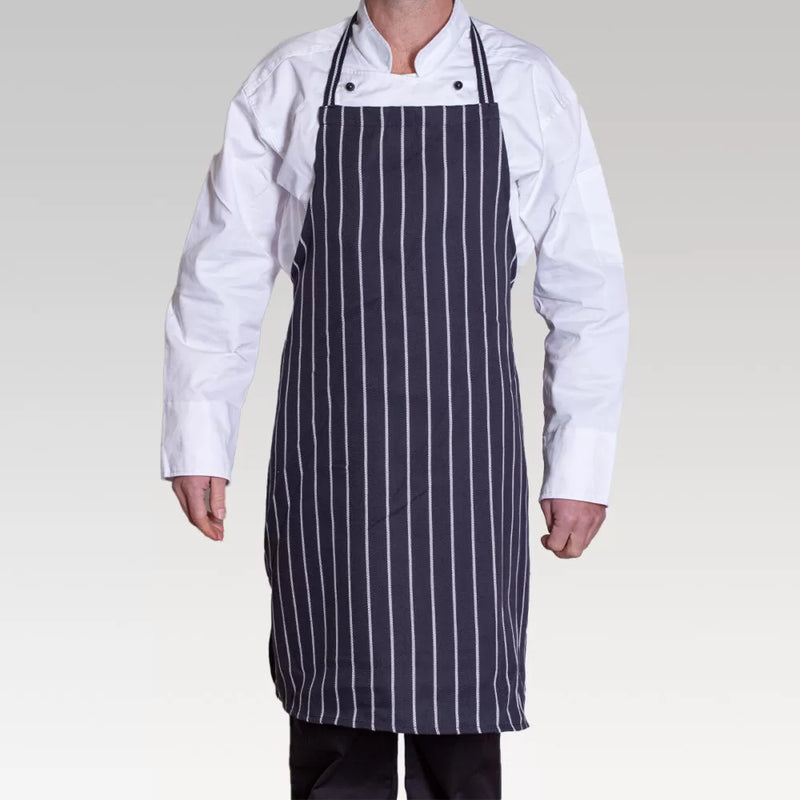 Bib Apron Black with White Stripes