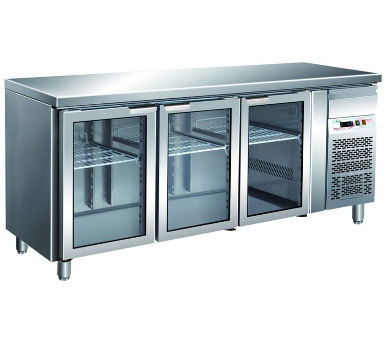 Forcar GN3100TNG - 3 Glass Door S/S Counter Chiller GN 1/1